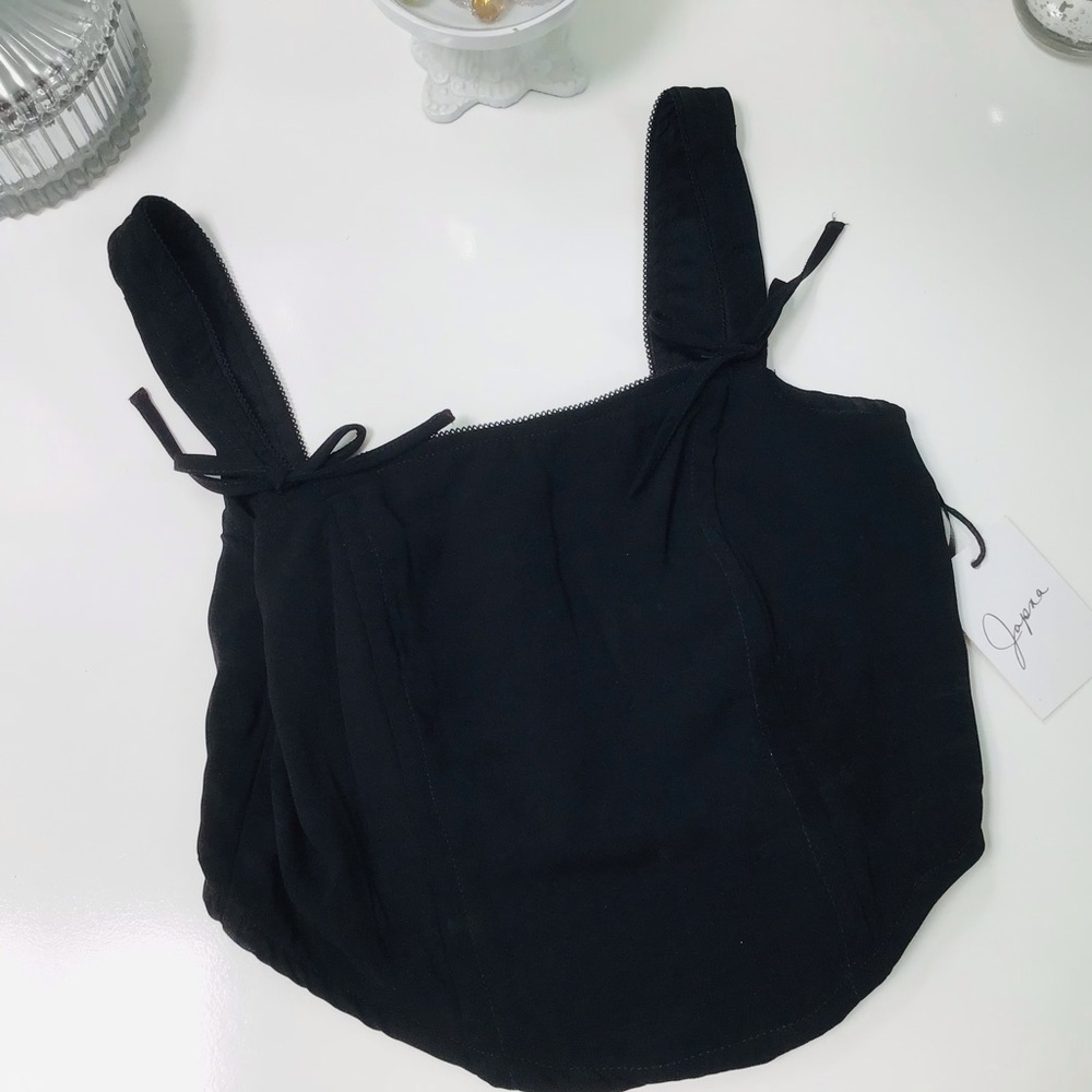 Japna Black Cropped Cami Corset Bralette M NwT
